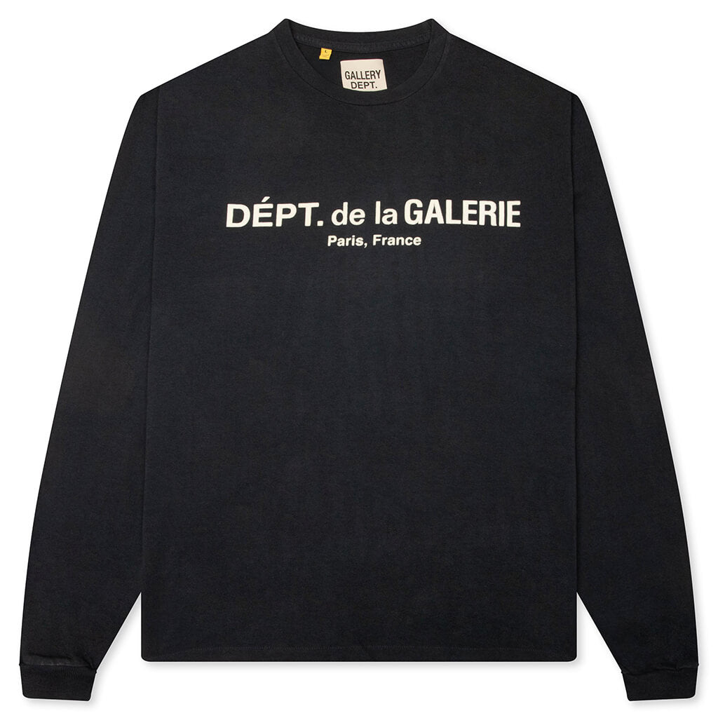 French Logo Lux L/S Tee - Washed Black