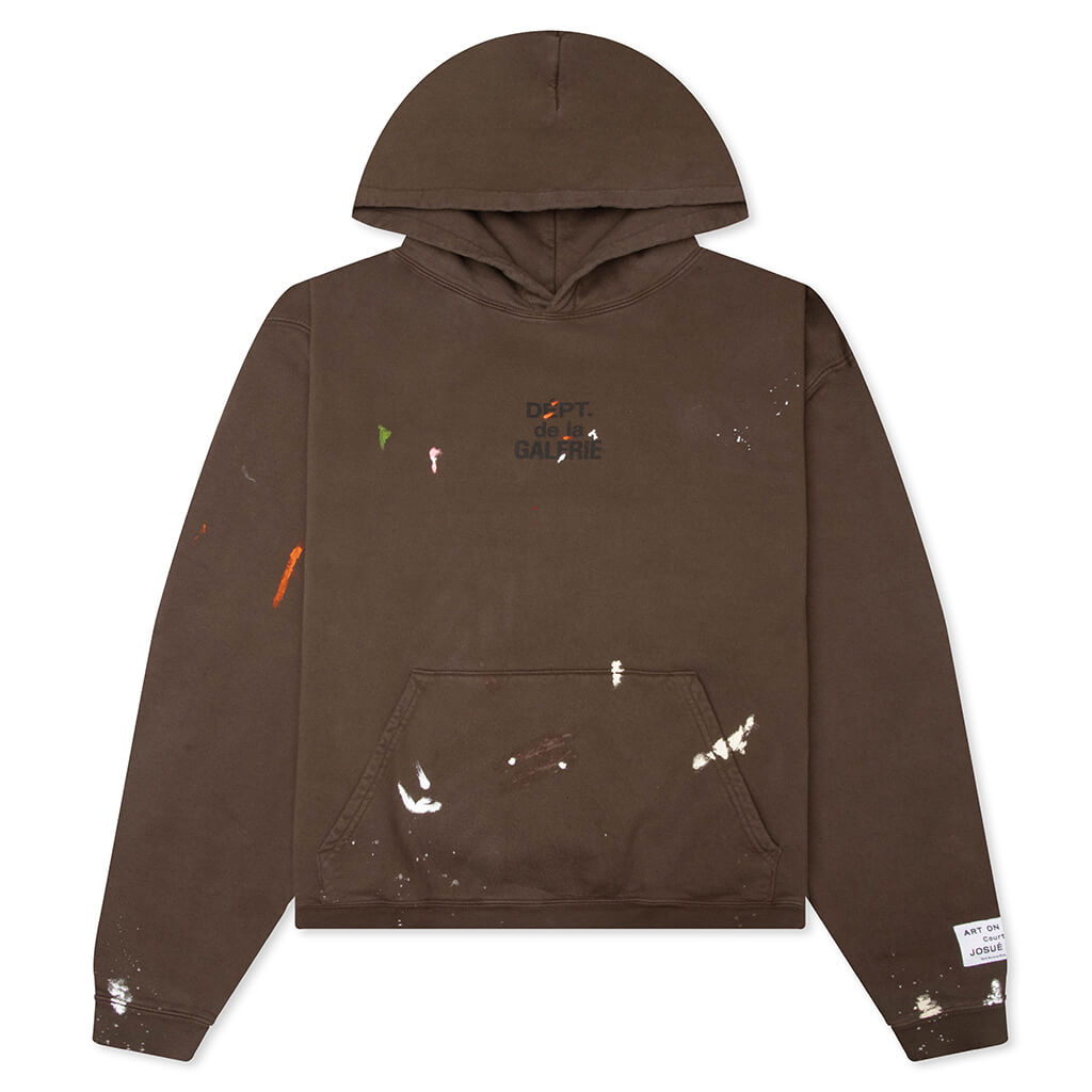 French Logo Painted Hoodie - Sepia