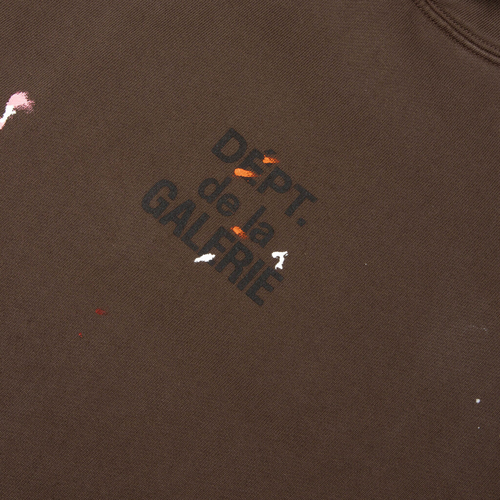 French Logo Painted Hoodie - Sepia