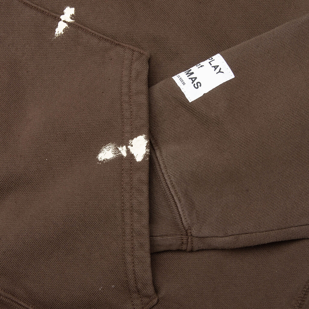 French Logo Painted Hoodie - Sepia